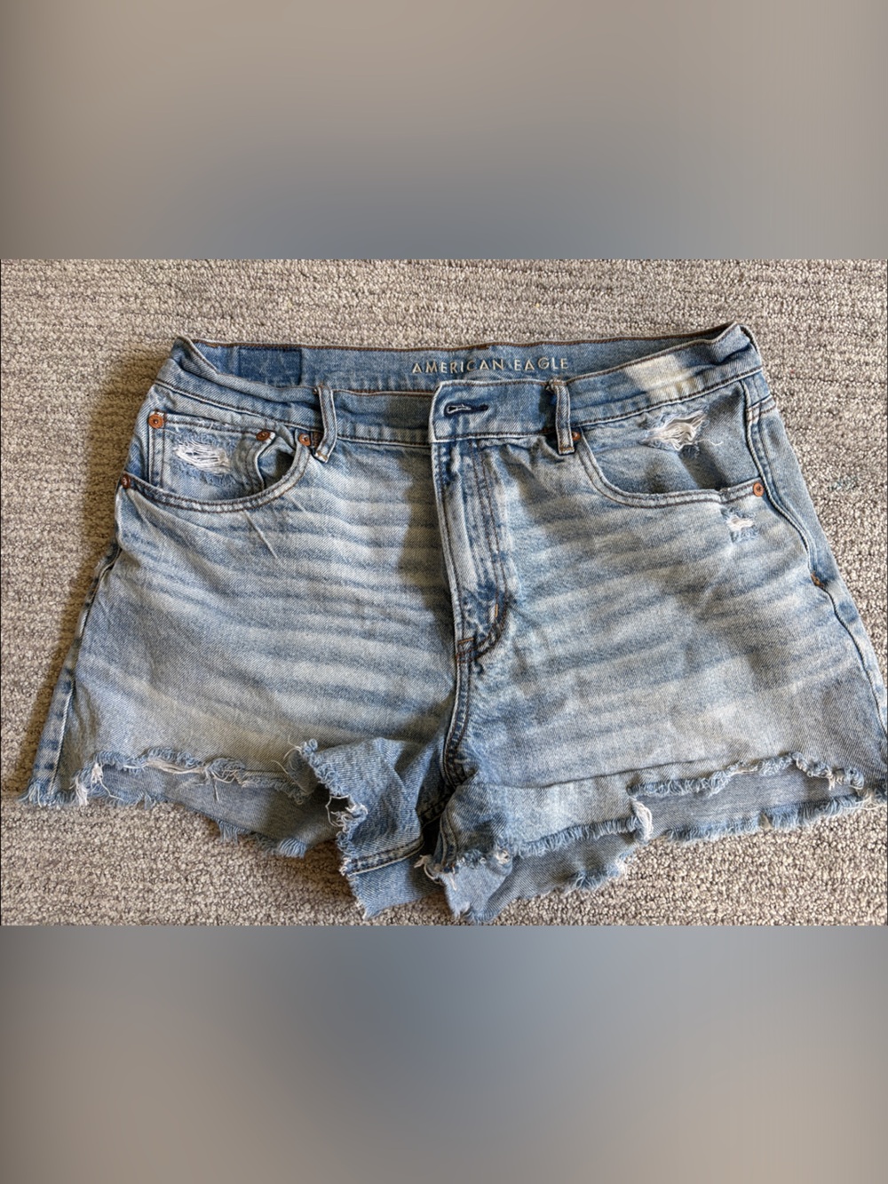 American Eagle Light Wash Distressed Denim Shorts